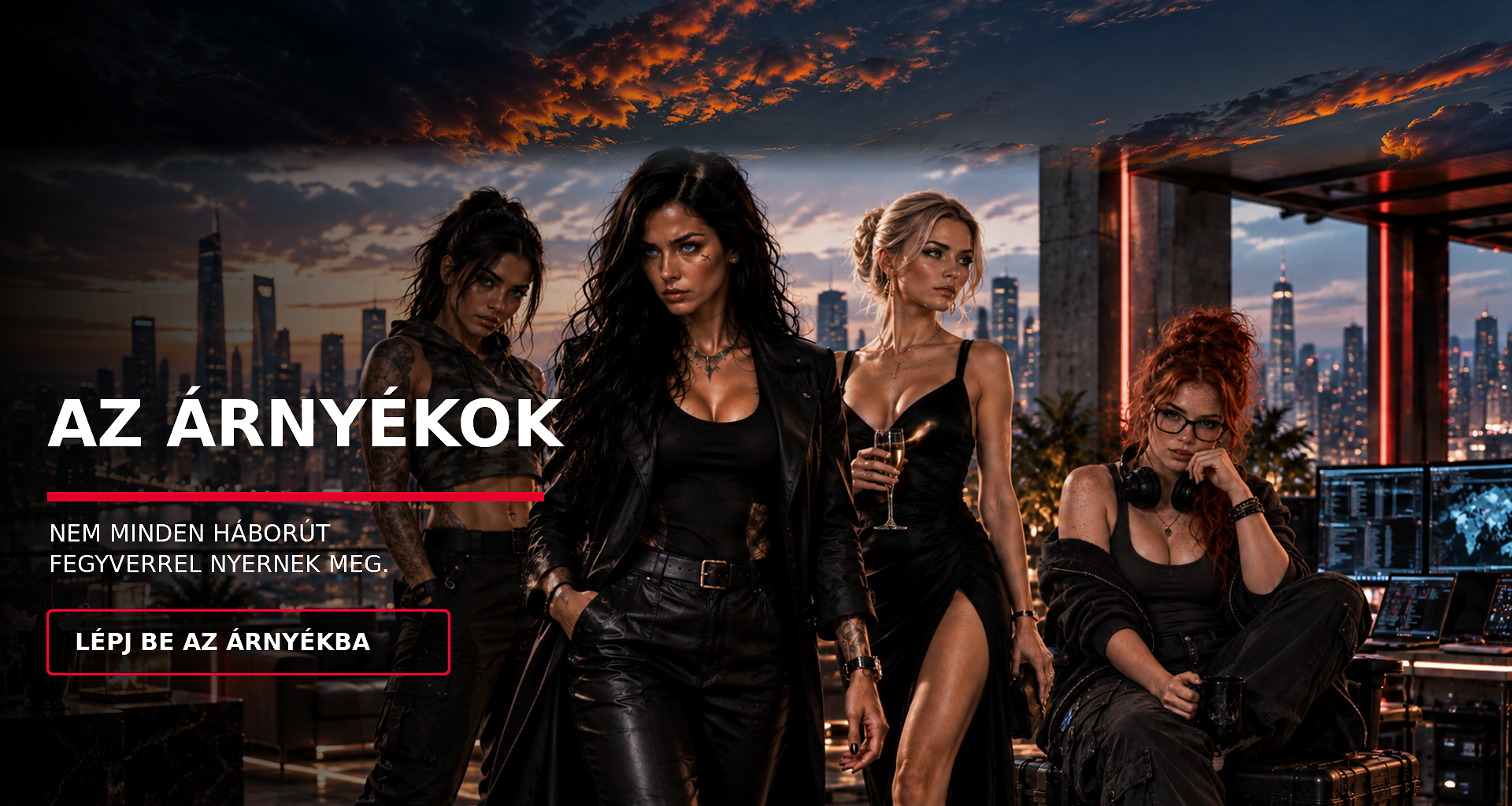 Nyx, Vesper, Echo és Kira Grimora városa felett